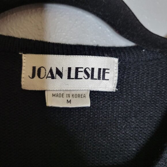 Vintage Women's Joan Leslie Metallic Oversized Sweater Black Gold sz M - Picture 3 of 7